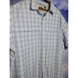 Van Heusen Blue Check Traveler Shirt 2XL Performance Mesh Fishing Dadcore Camp